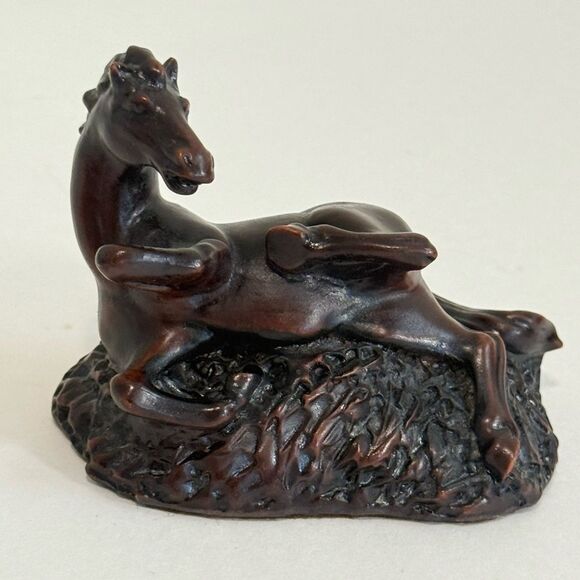 Reclining Horse Figurine – Another World by Devatrend UK – Wood Look Sculpture - Picture 1 of 9